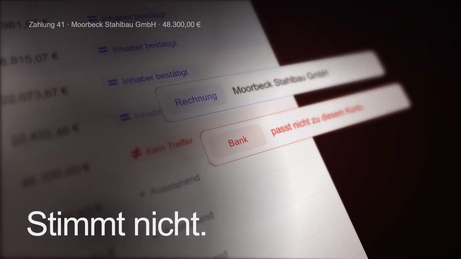 No match: Payment 41 doesn't fit. The light turns red, the music cuts out.