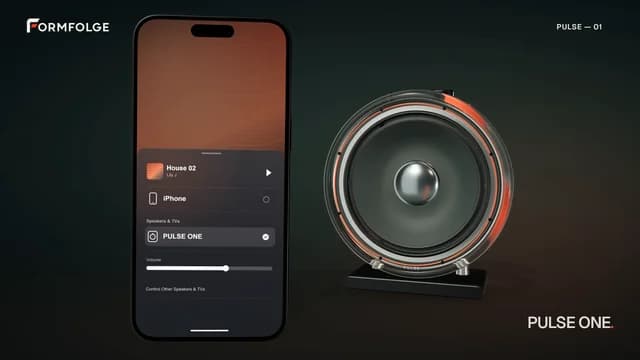 PULSE: Smartphone mit Musikauswahl neben dem Lautsprecher