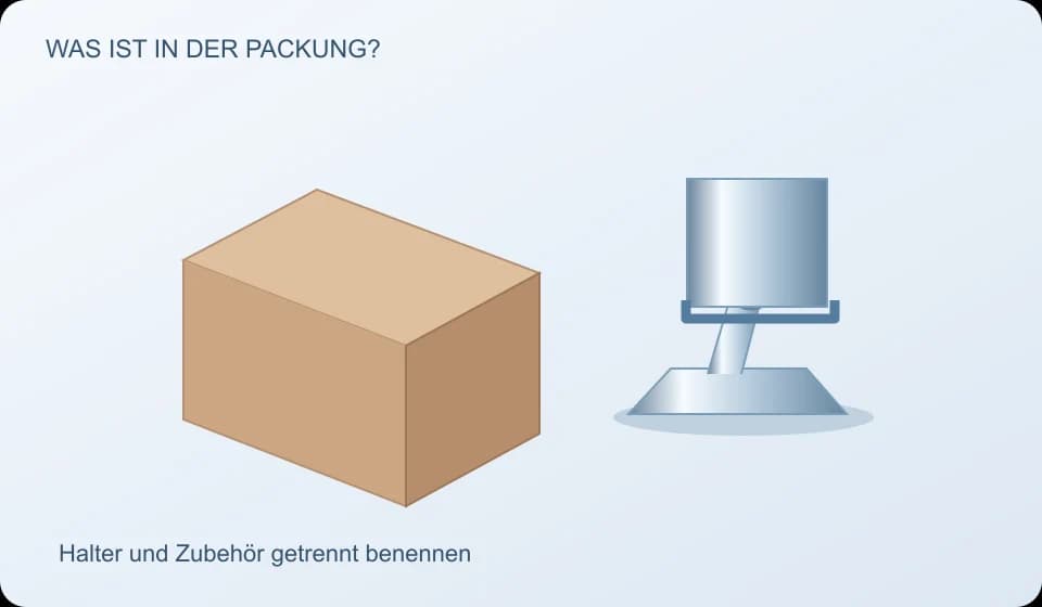 Eigener Bildentwurf für einen Smartphone-Tischhalter: Lieferumfang