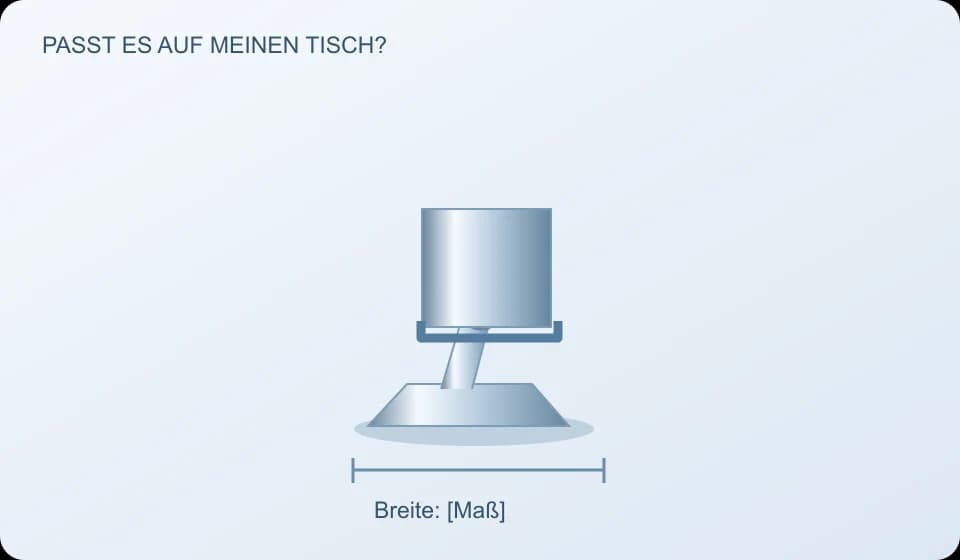 Eigener Bildentwurf für einen Smartphone-Tischhalter: Größe