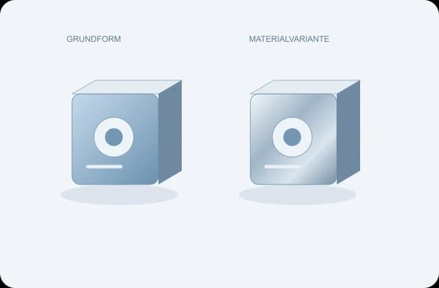Eigene Modellskizze mit matter und metallisch dargestellter Oberfläche