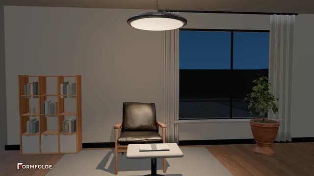 DAYLIGHT concept showing a lit room after dusk