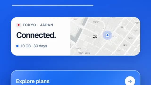 TRAVEL eSIM concept showing a connected phone at the destination