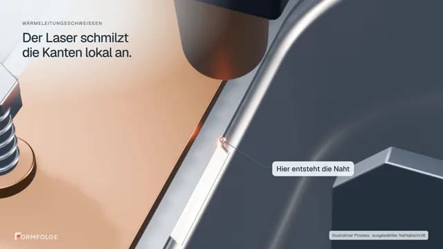 WELD: Nahaufnahme des ausgewählten Laser-Schweißabschnitts